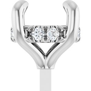 14K Witgoud 6.5 mm Rond .05 CTW Natuurlijke Diamant Semi-Gezet Hidden Halo-stijl Zetkop met stift