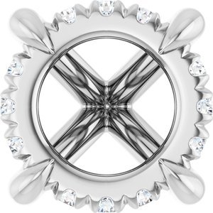 14K Witgoud 7.5 mm Rond .08 CTW Natuurlijke Diamant Semi-Gezet Hidden Halo-stijl Zetkop met stift - Afbeelding 2