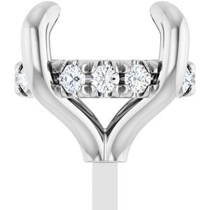 14K Witgoud 7.5 mm Rond .08 CTW Natuurlijke Diamant Semi-Gezet Hidden Halo-stijl Zetkop met stift - Afbeelding 3