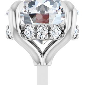 14K Geelgoud 8 mm Rond 4-Prong Pre-Notched Claw Hidden Halo-stijl Zetkop met stift - Afbeelding 5