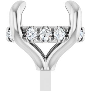 14K Witgoud 7.5 mm Rond .08 CTW Natuurlijke Diamant Semi-Gezet Hidden Halo-stijl Zetkop met stift