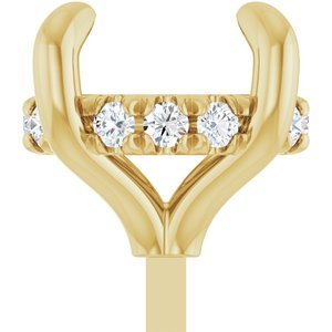14K Geelgoud 7.5 mm Rond .08 CTW Natuurlijke Diamant Semi-Gezet Hidden Halo-stijl Zetkop met stift
