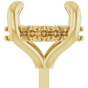 14K Geelgoud 8 mm Rond 4-Prong Pre-Notched Claw Hidden Halo-stijl Zetkop met stift - Afbeelding 3