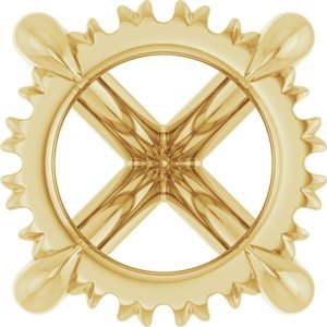 14K Geelgoud 8 mm Rond 4-Prong Pre-Notched Claw Hidden Halo-stijl Zetkop met stift - Afbeelding 2