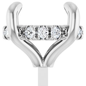 14K Witgoud 8.5 mm Rond .08 CTW Natuurlijke Diamant Semi-Gezet Hidden Halo-stijl Zetkop met stift