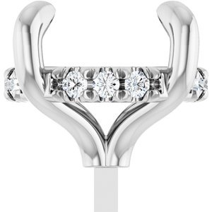 14K Witgoud 9 mm Rond .08 CTW Natuurlijke Diamant Semi-Gezet Hidden Halo-stijl Zetkop met stift - Afbeelding 3
