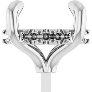 14K Witgoud 9 mm Rond 4-Prong Pre-Notched Claw Hidden Halo-stijl Zetkop met stift