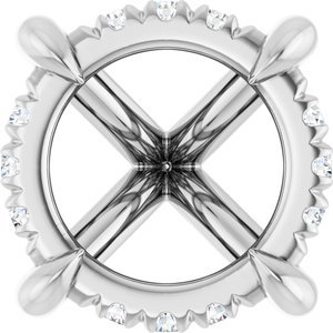 14K Witgoud 9 mm Rond .08 CTW Natuurlijke Diamant Semi-Gezet Hidden Halo-stijl Zetkop met stift - Afbeelding 2