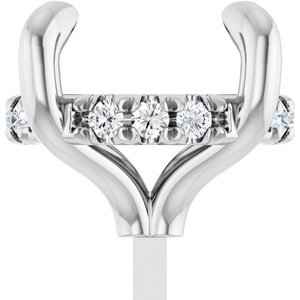 14K Witgoud 9 mm Rond .08 CTW Natuurlijke Diamant Semi-Gezet Hidden Halo-stijl Zetkop met stift