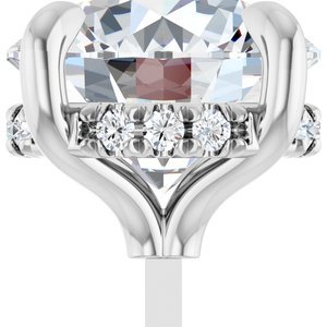 14K Witgoud 9 mm Rond .08 CTW Natuurlijke Diamant Semi-Gezet Hidden Halo-stijl Zetkop met stift - Afbeelding 5