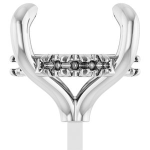 14K Witgoud 10 mm Rond 4-Prong Pre-Notched Claw Hidden Halo-stijl Zetkop met stift