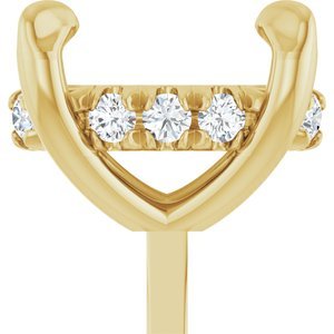 14K Geelgoud 8x6 mm Ovaal .07 CTW Natuurlijke Diamant Semi-Gezet Hidden Halo-stijl Zetkop met stift
