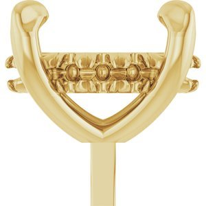 14K Geelgoud 8x6 mm Ovaal 4-Prong Pre-Notched Claw Hidden Halo-stijl Zetkop met stift