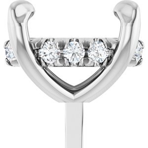 14K Witgoud 8x6 mm Ovaal .07 CTW Natuurlijke Diamant Semi-Gezet Hidden Halo-stijl Zetkop met stift
