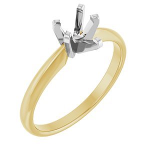 14K Geel/Witgoud 6.5x4.5mm Peer Solitair Verlovings Ring Montuur