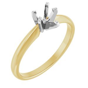 14K Geel/Witgoud 6x4mm Peer Solitair Verlovings Ring Montuur