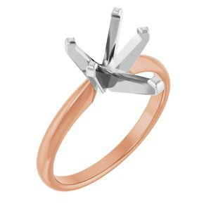 14K Rosé/Witgoud 11x7mm Peer Solitair Verlovings Ring Montuur