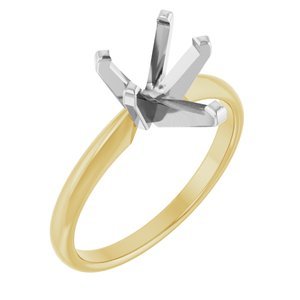 14K Geel/Witgoud 10x6.5mm Peer Solitair Verlovings Ring Montuur