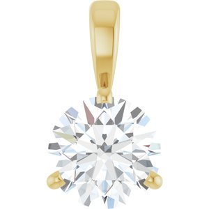14K Geelgoud 6.5 mm Rond 3-Prong Hanger Montuur - Afbeelding 5