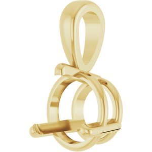 14K Geelgoud 6.5 mm Rond 3-Prong Hanger Montuur - Afbeelding 2