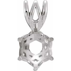 14K Witgoud 8.5 mm Rond 6-Prong Hanger Montuur
