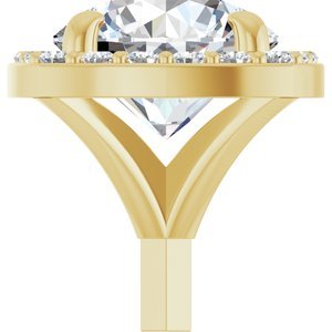 14K Geelgoud 6.5 mm Rond 4-Prong Cushion Frame Halo-stijl Zetkop met stift - Afbeelding 5