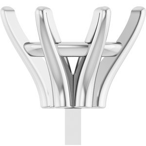 14K Witgoud 8x6 mm Ovaal 6-Prong Railed Zetkop met stift