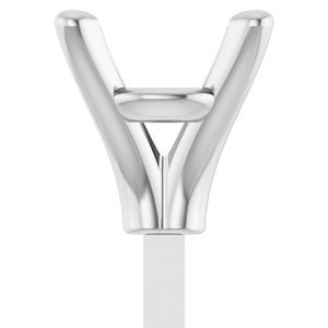 14K Witgoud 7x5 mm Elongated Cushion 4-Prong Zetkop met stift - Afbeelding 3