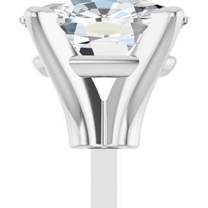 14K Witgoud 7x5 mm Elongated Cushion 4-Prong Zetkop met stift - Afbeelding 5