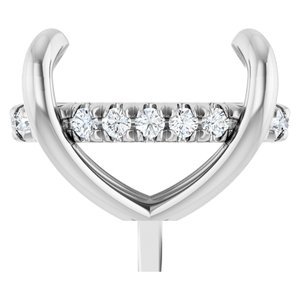 14K Witgoud 12x10 mm Ovaal 1/10 CTW Natuurlijke Diamant Semi-Gezet Hidden Halo-stijl Zetkop met stift