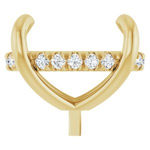 14K Geelgoud 12x10 mm Ovaal 1/10 CTW Natuurlijke Diamant Semi-Gezet Hidden Halo-stijl Zetkop met stift