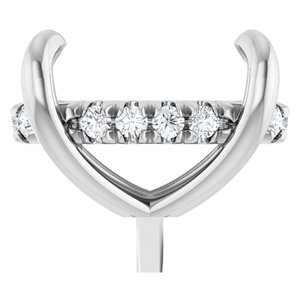 14K Witgoud 11x9 mm Ovaal 1/10 CTW Natuurlijke Diamant Semi-Gezet Hidden Halo-stijl Zetkop met stift