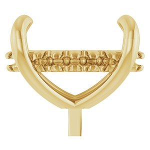 14K Geelgoud 11x9 mm Ovaal 4-Prong Pre-Notched Claw Hidden Halo-stijl Zetkop met stift