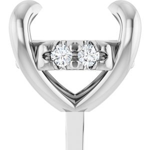 14K Witgoud 9x7 mm Ovaal .07 CTW Natuurlijke Diamant Semi-Gezet Hidden Halo-stijl Zetkop met stift - Afbeelding 3
