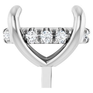 14K Witgoud 9x7 mm Ovaal .07 CTW Natuurlijke Diamant Semi-Gezet Hidden Halo-stijl Zetkop met stift