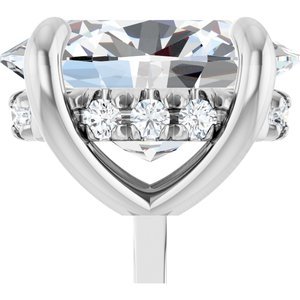 14K Witgoud 9x7 mm Ovaal .07 CTW Natuurlijke Diamant Semi-Gezet Hidden Halo-stijl Zetkop met stift - Afbeelding 5