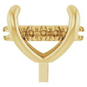 14K Geelgoud 9x7 mm Ovaal 4-Prong Pre-Notched Claw Hidden Halo-stijl Zetkop met stift