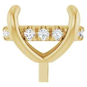 14K Geelgoud 9x7 mm Ovaal .07 CTW Natuurlijke Diamant Semi-Gezet Hidden Halo-stijl Zetkop met stift