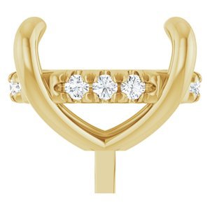 14K Geelgoud 10x8 mm Ovaal .07 CTW Natuurlijke Diamant Semi-Gezet Hidden Halo-stijl Zetkop met stift