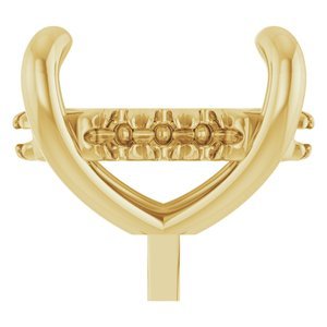 14K Geelgoud 10x8 mm Ovaal 4-Prong Pre-Notched Claw Hidden Halo-stijl Zetkop met stift