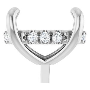 14K Witgoud 10x8 mm Ovaal .07 CTW Natuurlijke Diamant Semi-Gezet Hidden Halo-stijl Zetkop met stift