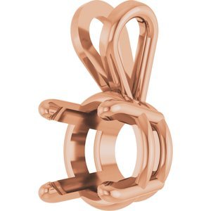 14K Roségoud 6.5 mm Rond 4-Prong Hanger Montuur - Afbeelding 2