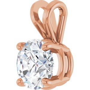 14K Roségoud 6.5 mm Rond 4-Prong Hanger Montuur - Afbeelding 5