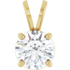 14K Geelgoud 6.5 mm Rond 4-Prong Hanger Montuur - Afbeelding 5