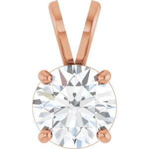 14K Roségoud 6.5 mm Rond 4-Prong Hanger Montuur - Afbeelding 4