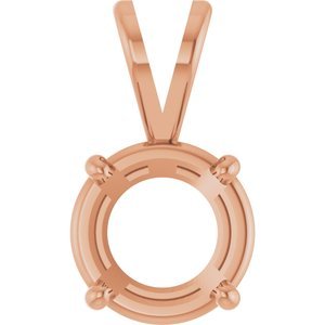 14K Roségoud 8 mm Rond 4-Prong Hanger Montuur
