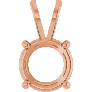 14K Roségoud 9 mm Rond 4-Prong Hanger Montuur