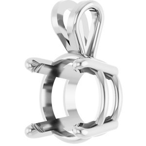 14K Witgoud 11.5 mm Rond 4-Prong Hanger Montuur - Afbeelding 2