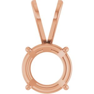 14K Roségoud 7.5 mm Rond 4-Prong Lichtgewicht Hanger Montuur