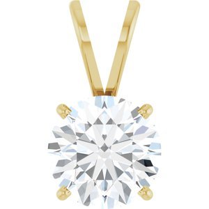 14K Geelgoud 7.5 mm Rond 4-Prong Lichtgewicht Hanger Montuur - Afbeelding 4